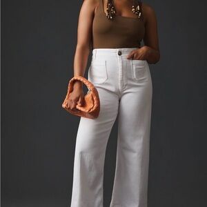 Maeve Anthropologie White Colette Wide Leg Cropped Jeans size 22W